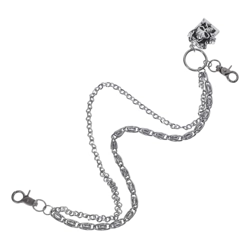 VALICLUD Doppellagige Punk Hosenkette mit Totenkopf Motiv aus Robustem Metall Jeans Gürtel Kette für Männer und Frauen Vintage Hip Hop Gothic Halloween Accessoire von VALICLUD