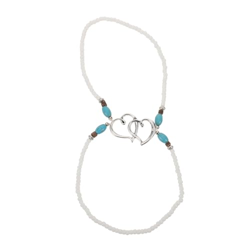 VALICLUD Elastische Fußkettchen Für Damen Mit Mehrlagigem Design Herz-anhängern Und Boho-perlen-akzenten Für Strand Aus Strapazierfähigem Kunststoff Gefertigt Leicht Und Reisetauglich von VALICLUD