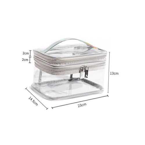 VALICLUD Doppelschicht PVC Kosmetiktasche Transparent Leicht Tragbar Reise Make up Organizer Kulturbeutel Damen Kosmetik Aufbewahrungstasche Robust Kratzfest von VALICLUD