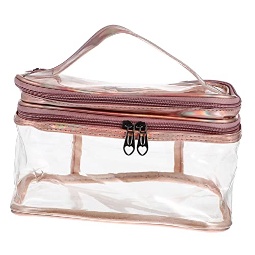 VALICLUD Doppelschichtige Transparente Kosmetiktasche Makeup Organizer Große Kapazität Leichte Kulturtasche für Reisen und Outdoor mit Praktischem Stauraum von VALICLUD