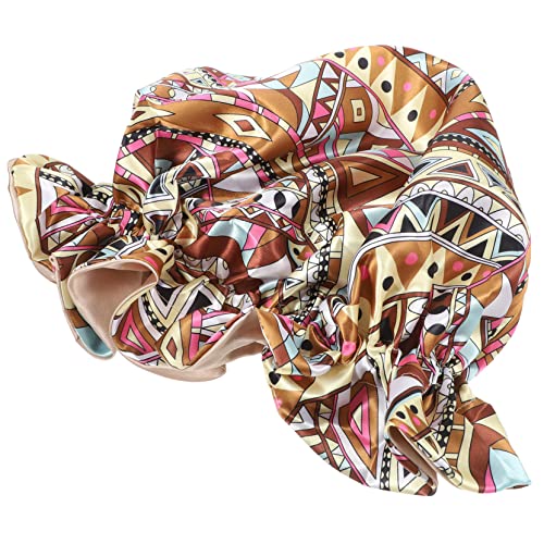 VALICLUD Doppelseitige Polyester Schlafhaube für Damen Elastische mit Blumenmuster Wiederverwendbare Duschhaube für Schlafen Gesichtspflege und Mehr von VALICLUD