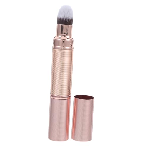 VALICLUD Doppelseitiger Einziehbarer Makeup Pinsel für Lose Puder und Concealer Synthetischer Haarloser Foundation und Blending Brush in Elegantem Roségold für Damen Make Up Unterwegs von VALICLUD