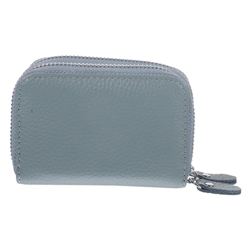 VALICLUD Kreditkartenetui Mit -Schutz Geldbörse Aus Echtleder Mit Doppelreißverschluss Taschengeldbörse Für Damen Und Herren Durch - Steckfächer Und Münzfach von VALICLUD