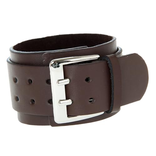 VALICLUD Doppeltes Lederarmband Herren mit Großem Verschluss Vintage Stil Handgelenkband Robustes Braunes Armband Einfach Ablegbar Modisches Herrenaccessoire von VALICLUD