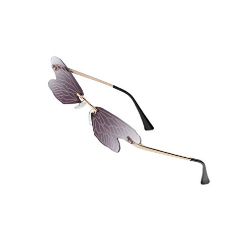 VALICLUD Dragonfly Sonnenbrille Feenflügel für Frauen Schmetterling Sonnenbrille Vintage Randless Festival Sonnenbrille Unregelmäßige Brille Party Sonnenbrille von VALICLUD