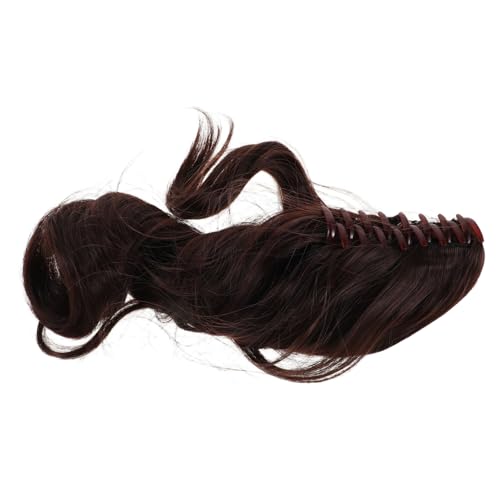 VALICLUD Dunkelbrauner Claw Clip Pferdeschwanz Natürliche Kurze Lockige Synthetik Haarverlängerung für Damen Weiche Realistische Haarteile für Alltag und Anlässe von VALICLUD