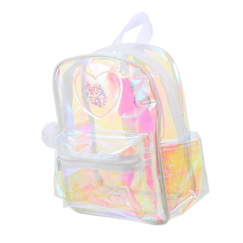 VALICLUD Durchsichtiger Kleiner Rucksack Für Damen PVC Leicht Und Wasserabweisend Konzert Und Festival Rucksack Süßes Herzmuster Für Schule Und Freizeit von VALICLUD