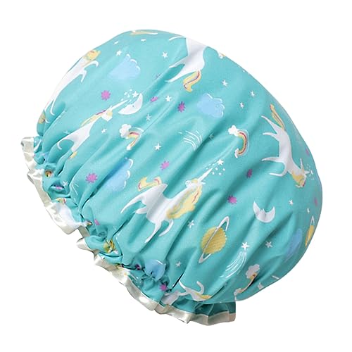 VALICLUD Duschhut Badehut Küchenhut Dot Duschmütze Blau Einhorn Design Damen Badehut Doppelte Schicht Haarschutz Für Duschen Kochen Spa von VALICLUD