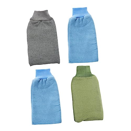 VALICLUD Duschreinigungshandschuh 4 Stücke Baumwolle Polyester Badetuch für Sanfte Hautpflege mit Handgelenkverschluss für Dusche von VALICLUD