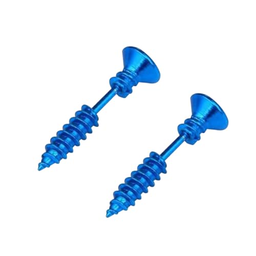 VALICLUD Edelstahl Ohrstecker Schraubverschluss Unisex Punk Ohrringe Blau Rostfrei Langlebig Leicht zu Tragen Modischer Ohrschmuck für Damen und Herren von VALICLUD