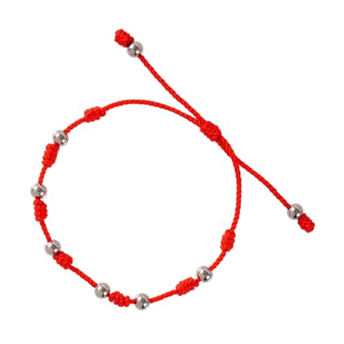 VALICLUD Edelstahlperlenarmband Verstellbares Armband rotes geflochtenes Armband freundschaftsarmbänder glückliche Armbänder Armbandperle Seil (Polyester) Silver von VALICLUD