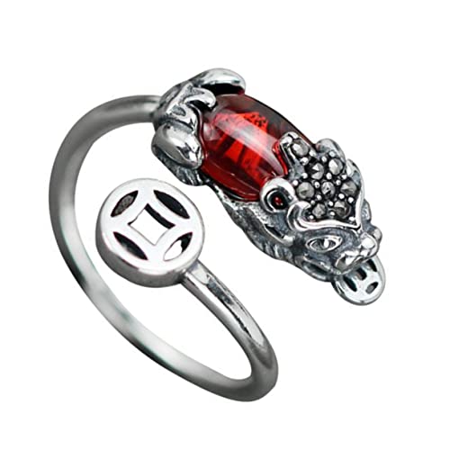VALICLUD Verstellbarer Frauen Ring Aus Kupfer Mit Roter Edelstein Kreativer Glücksring Modischer Nagelring Für Besondere Anlässe Als Für Freundinnen von VALICLUD