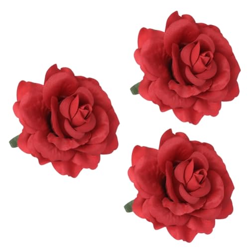 VALICLUD Eine Rose Fürs Haar 3 Stück 2 1 Haarspange Rote Blumen Für Die Haare Rote Rosenklammer Für Haare Haor Bordo Künstliche Blüten Artificial Vintage Deko Damen Brosche Mit Rosenblüte von VALICLUD