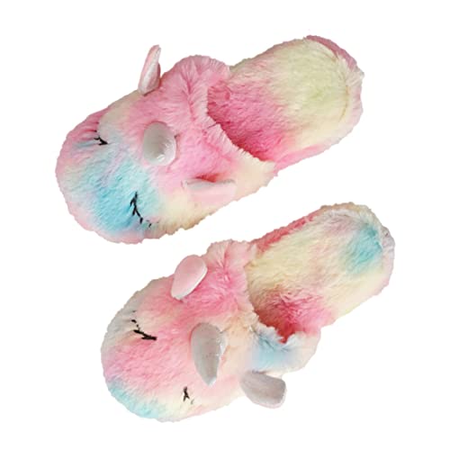VALICLUD Einhorn-baumwoll-hausschuhe Mädchen Hausschuhe Winter Gemütliche Plüsch-einhorn-pantoffel Fleece- Rutschfeste Hauswarme Rosa von VALICLUD