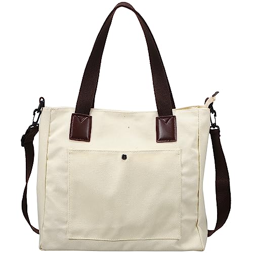 VALICLUD Einkaufstasche, Handtasche, lässige Damen-Umhängetasche, geeignet für Arbeit, Einkaufen, Reisen, Segeltuch, weiß, Größe 28 x 34 cm, Einkaufstasche Damen von VALICLUD