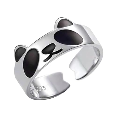 VALICLUD Einstellbarer Offener Panda ring Damen Retro Schmuck Schwarz Emaille Verstellbar Ring Mädchen Modisch Einzigartig Robust und Langlebig Passend zu Verschiedenen Outfits von VALICLUD