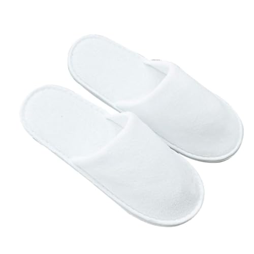 VALICLUD Einweg Hausschuhe Weiß Atmungsaktive Stoffslipper mit Rutschfester Eva sohle Bequeme Indoor Slipper für Gäste Hotel Reise Weiche Langlebige Pantoffeln von VALICLUD