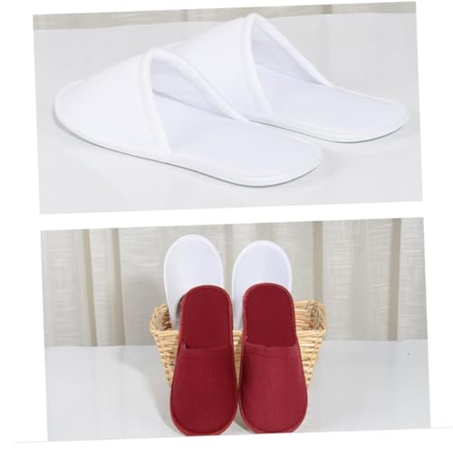 VALICLUD Einweg Hausschuhe Weiß Komfortable Stoff Slipper für Hotel Gäste Reise Innenbereich Rutschfest Atmungsaktiv von VALICLUD