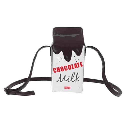 VALICLUD Pu-Material Damen Umhängetasche Mit Großem Fassungsvermögen Kreative Milchkartonform Diagonale Schultertasche Für Mobiltelefone Kaffee Weiß von VALICLUD