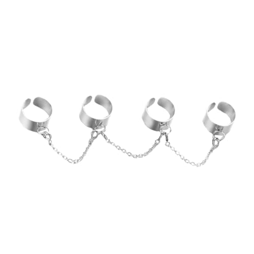 VALICLUD Einzigartiger Punk Chain Ring mit Ketten Design Verstellbarer Finger Schmuck Dunkler Gothic Stil Unisex Robuster Materialmix für Alltag und von VALICLUD