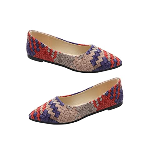 VALICLUD Flache Slipper Damen Atmungsaktive Ballerinas Bequeme Slip Ons Lässige Schuhe Für Frühling/Sommer Orange Größe 40 von VALICLUD