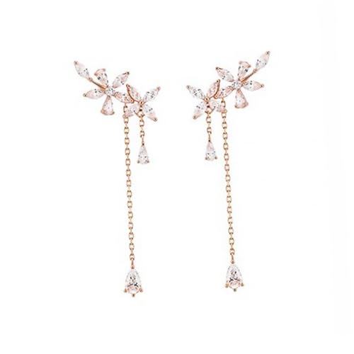 VALICLUD Elegante Blütenblatt ohrringe für Damen Roségoldene Quasten Modischer Statement schmuck Langlebig aus Kupfer Geeignet für Hochzeit Party Geburtstag und Festliche Anlässe von VALICLUD