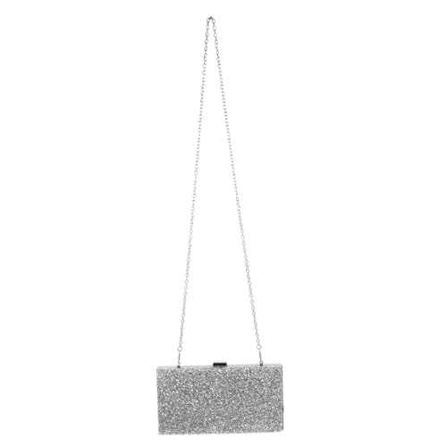 VALICLUD Elegante Damen Clutch Bag mit Funkelnden Strasssteinen Kleine Abendtasche für Hochzeit Party Bankett Modische Handtasche für Damen Silberfarbene Banquet Bag von VALICLUD
