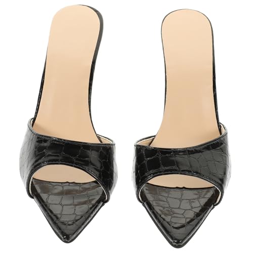 VALICLUD Elegante Damen Pointy Heeled Sandalen Schwarze Sommer High Heels Slipper Mit Stabilem Absatz Für Party und Alltag von VALICLUD