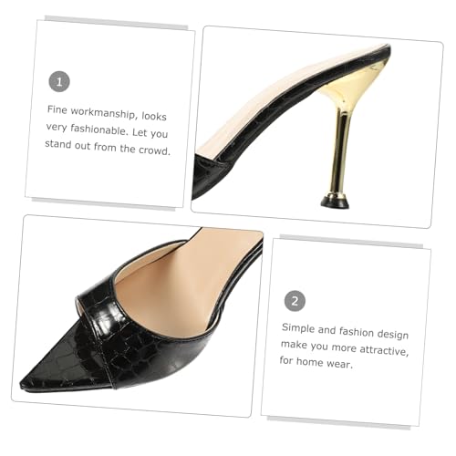 VALICLUD Elegante Damen Pointy Heeled Sandals Fein Verarbeitet Feine Verarbeitung Modische Banquet Sandalen Schwarz Für Sommer Outdoor Indoor von VALICLUD