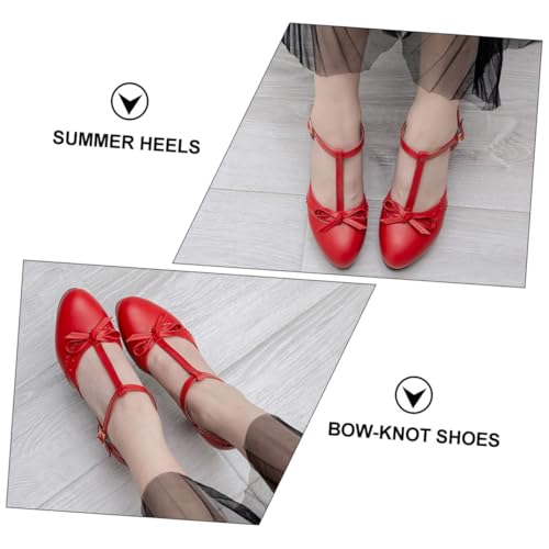 VALICLUD Elegante Damen Sandalen mit Chunky High Heel Rutschfeste Pu absatzschuhe Süßer Schleifen bowknot Bequeme Sandaletten für Frühling Sommer Freizeit Weiß von VALICLUD