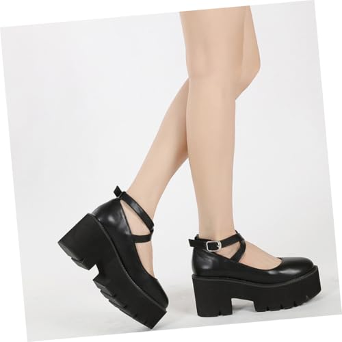 VALICLUD Elegante Damen Sandalen mit Dicker Plateausohle Vielseitige Schwarze Sommer Schuhe Einfache Plattform Sandaletten aus PU mit Rutschfester Verschleißfester Sohle Atmungsaktive von VALICLUD