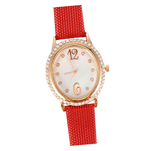 VALICLUD Lederarmbanduhr Für Damen Ovale Quarzuhr Schmuck-Armbanduhr Mit Verstellbarem Armband Freizeituhr Für Mädchen Und Frauen von VALICLUD