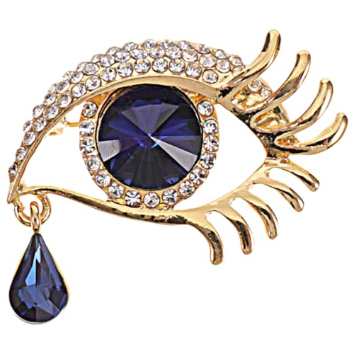 VALICLUD Goldene Brosche mit Einzigartigem Blauen Auge und Tränenform Strass Brosche für Damen Anstecknadel für Kleidung Taschen Schals und Hüte Leichter und Stilvoller Schmuck von VALICLUD