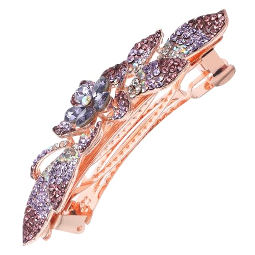 VALICLUD Elegante Metall haarspange mit Funkelnden Strasssteinen Frühling haarclip für Dickes Haar Damen Haarschmuck für Hochzeit Büro und Festliche Anlässe Robust und Stilvoll in Violett von VALICLUD