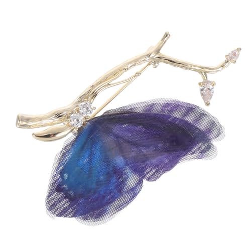 VALICLUD Elegante Organza Schmetterling Brosche mit Strass Leichte Kupfer Anstecknadel für Damen Vielseitiger Braut Schmuck für Hochzeit Kleid Schal und Mantel Glänzendes Accessoire von VALICLUD