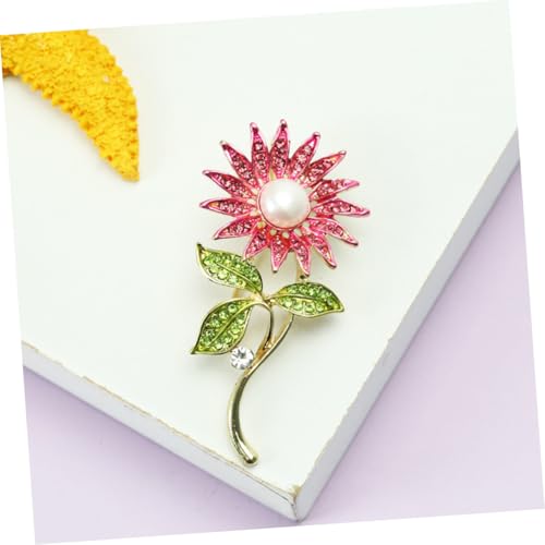 VALICLUD Elegante Sonnenblumen brosche mit Perlen und Strass Kreative Damen anstecknadel Kleine Blüten brosche als Modisches Geschenk für Jacken und Stolen Handgefertigt Langlebig und von VALICLUD