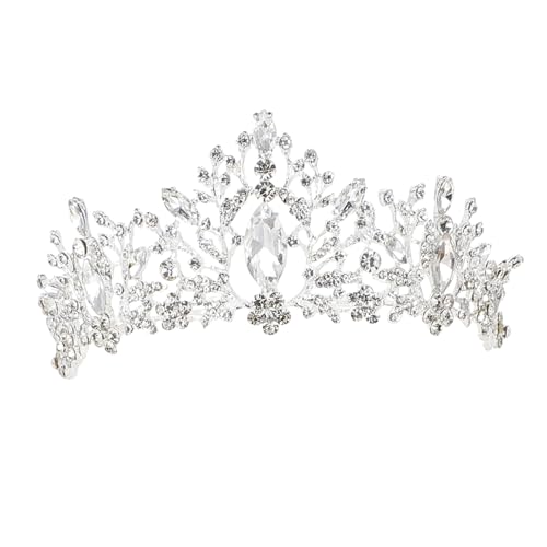 VALICLUD Elegante Wasser funkelnde Tiara Haarschmuck Strass Kronen haarreif für Hochzeit Braut Party Festliches Accessoire Silber Weiß von VALICLUD