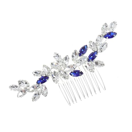 VALICLUD Eleganter Braut Haarkamm Blau mit Funkelnden Strasssteinen Sicherer Sitz Seitenkamm für Hochzeit Braut Brautjungfern Vielseitiger Haarschmuck für Festliche Anlässe Damen Mädchen von VALICLUD