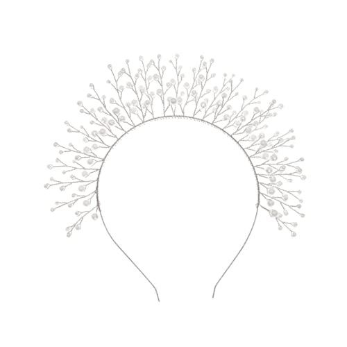 VALICLUD Eleganter Perlen Haarreif Brautschmuck Handgefertigt Silberfarben Stilvolles Haarschmuck Accessoire für Hochzeit und Besondere Anlässe Damen von VALICLUD