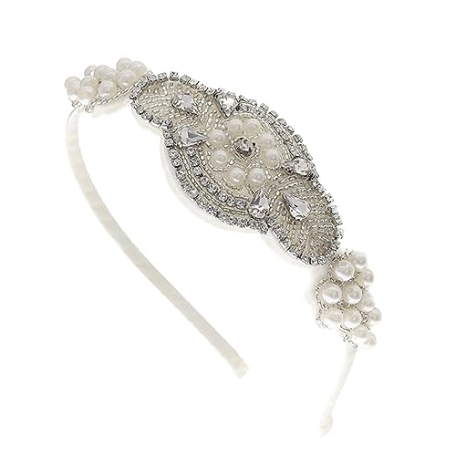 VALICLUD Eleganter Perlen Haarreif mit Kristallbesatz Handgenähtes Stoff Accessoire Hochwertiger Brautschmuck für Damen Geeignet für Hochzeit Party Festveranstaltungen von VALICLUD
