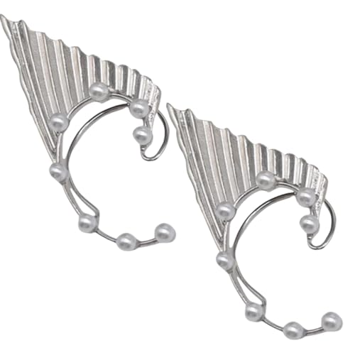 VALICLUD Elf Ohren Manschetten aus Silberfarbene Ohrclips Ohrloch Einstellbare Ear Cuff Ohrringe für Frauen und Mädchen Modischer Ohrschmuck für Party und Alltag von VALICLUD