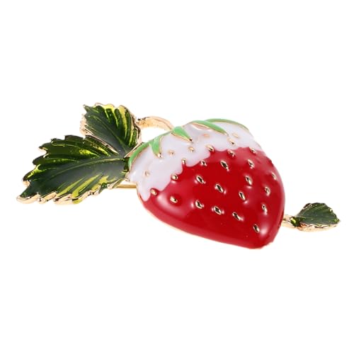 VALICLUD Erdbeer Brosche Anstecker mit Expositionsverschluss Lebensechte Fruchtoptik Langlebiges Schmuckaccessoire für Kleidung Schals Rucksäcke Modisches Damenschmuckstück von VALICLUD