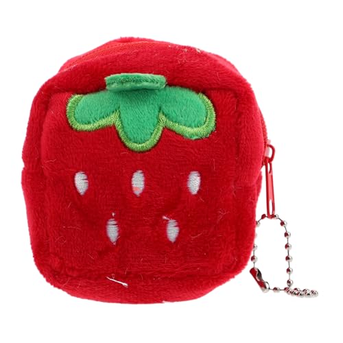VALICLUD Erdbeer Münzgeldbörse Kawaii Plüsch Geldbeutel Für Mädchen Kleiner Münzbeutel Mit Reißverschluss Süßer Schlüsselanhänger Praktische Aufbewahrung Für Kleingeld Und von VALICLUD