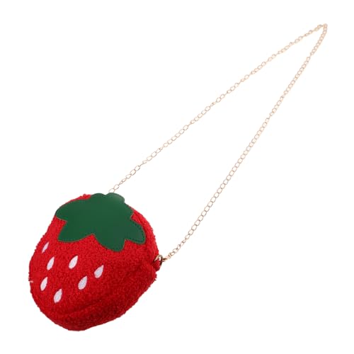 VALICLUD Kleine Umhänge Geldbörse Im Design Einer Erdbeere Süßes Plüschiges Handytäschchen Für Junge Mädchen Als Geldbeutel Oder Umhängetasche Für Mädchen von VALICLUD