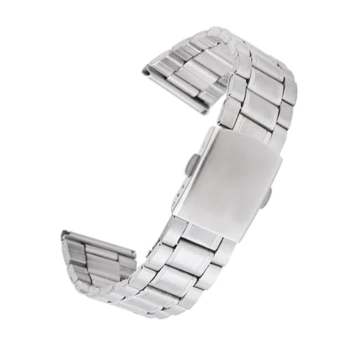 VALICLUD Ersatz Uhrenarmband mit Geradem Ende Faltschließe Silber Verstellbar Komfortabel für Herren Damen Smartwatch und Traditionelle Uhren von VALICLUD