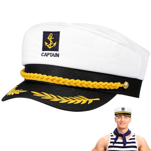 VALICLUD Erwachsene Sailor Hut Einstellbar Schnappverschluss Captain Hat Marine Admiral Captain Kostüm Cosplay Sailor Hüte von VALICLUD