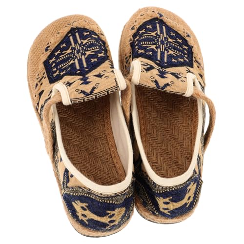VALICLUD Ethnische Damen Leinenschuhe Sommer Flache Baumwollschuhe rutschfest Angenehm Für Alltag Freizeit von VALICLUD
