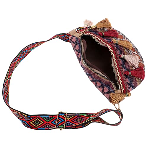 VALICLUD Ethnische Damen Brusttasche Kleine Tasche Im Ethno-Stil Mit Breitem Gurt Vielseitige Gürteltasche Stylische Freizeittasche Aus Polyestermaterial Verstellbare Schnalle Für Reisen Un von VALICLUD