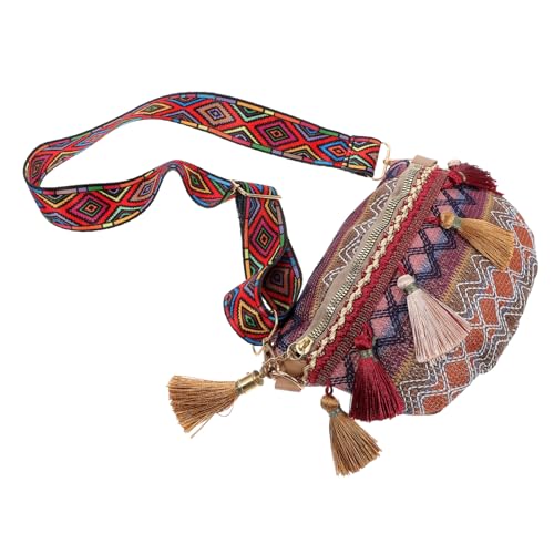 VALICLUD Kleine Tasche Im Ethno-Stil Mit Quaste Verstellbare Gürteltasche Für Frauen Made of Für Alltag Shopping Und Partys Taillentasche Mit Breitem Gurt Leicht Zu Tragen Und Kombinieren von VALICLUD