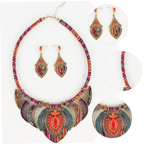 VALICLUD Ethnisches Schmuckset Damen mit Boho Halskette und Ohrringen Einzigartiger Anhänger Modisches Geschenk für Alltag Hochzeit Geburtstag Valentinstag Weihnachten von VALICLUD